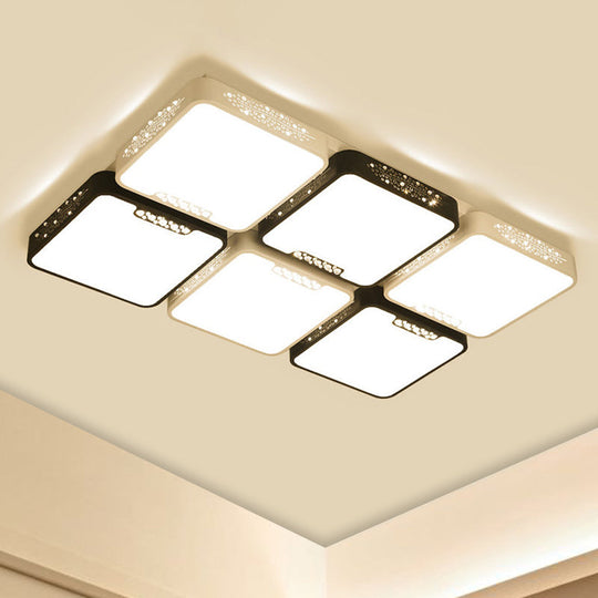 Modern Black And White Ceiling Light Fixture With Acrylic Shade - Choose Warm Or 3 Color 4/6 Lights