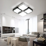 Modern Black And White Ceiling Light Fixture With Acrylic Shade - Choose Warm Or 3 Color 4/6 Lights
