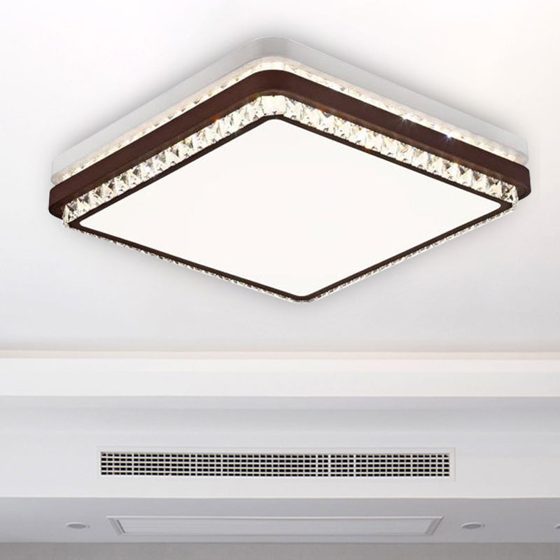 Modern Coffee Led Ceiling Light Fixture For Living Room - Dimmable Remote Control Multiple Shapes &