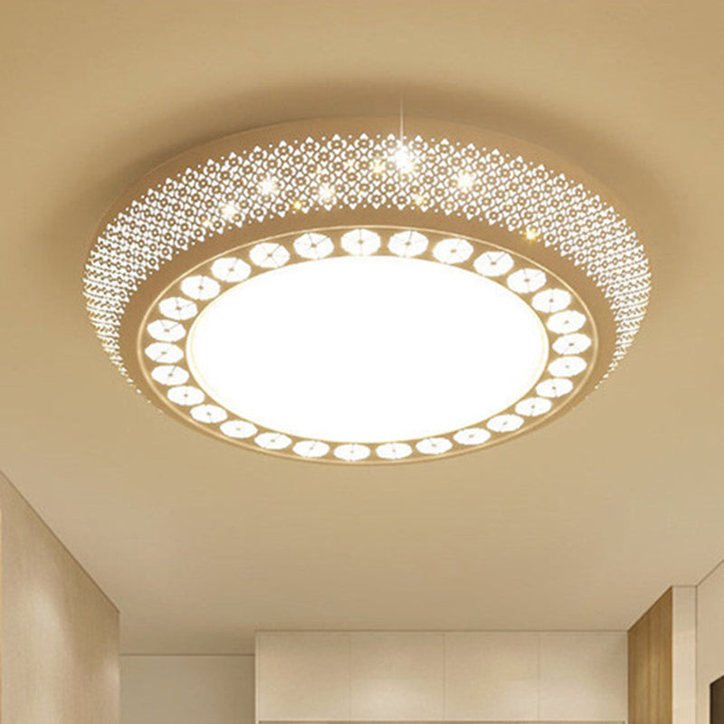 23’/35’ W Flush Mount Led Ceiling Light: Simple Cutout Design Acrylic White Bedroom Lighting In