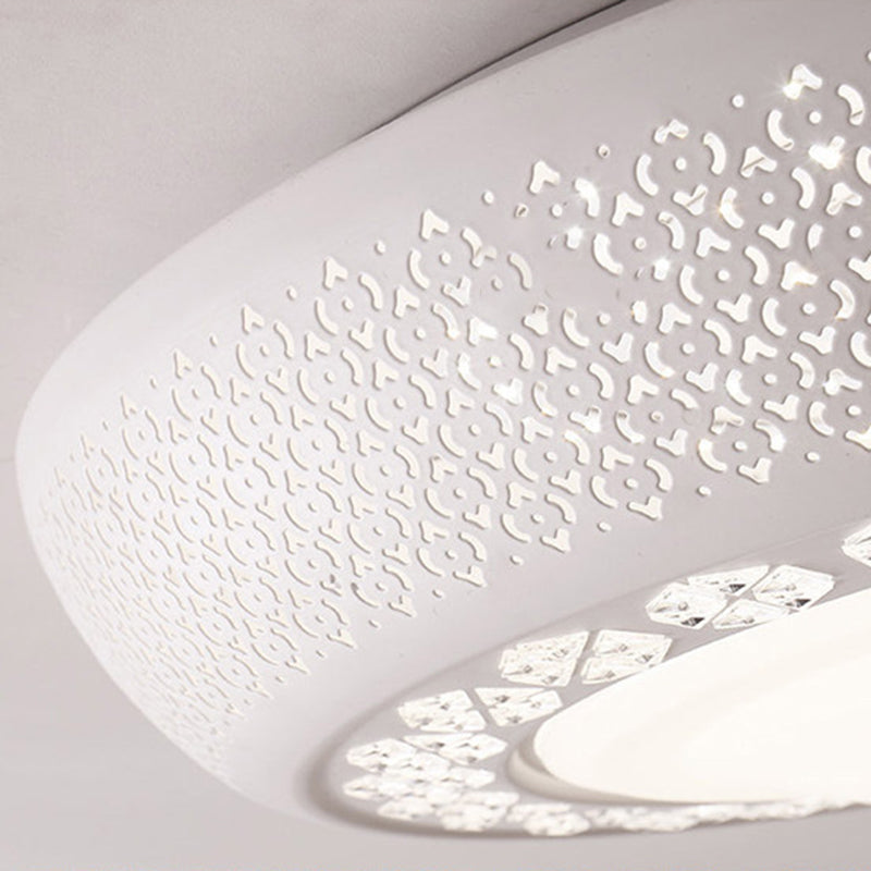 23’/35’ W Flush Mount Led Ceiling Light: Simple Cutout Design Acrylic White Bedroom Lighting In