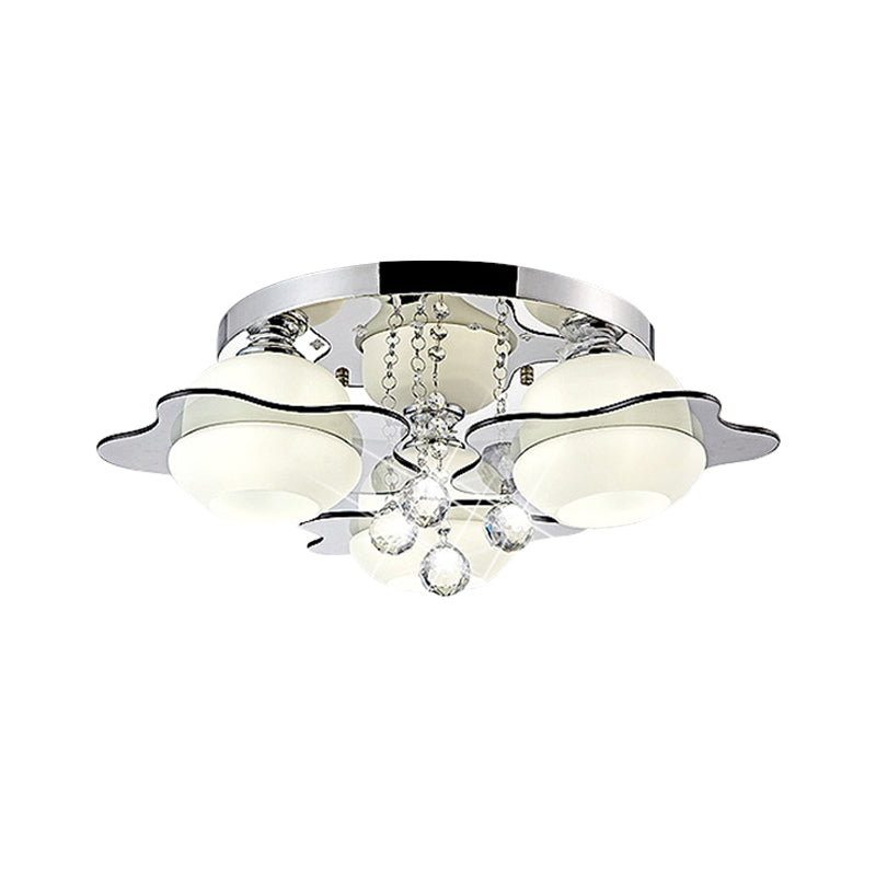 Modern Crystal Ball Flower Ceiling Light Gray Flush Mounted With 3/5/7 Heads In Warm/White