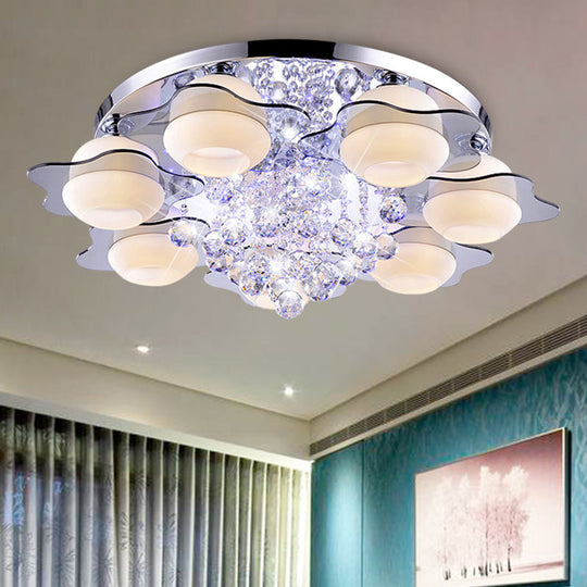 Modern Crystal Ball Flower Ceiling Light Gray Flush Mounted With 3/5/7 Heads In Warm/White 7 / Grey