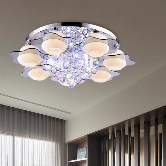 Modern Crystal Ball Flower Ceiling Light Gray Flush Mounted With 3/5/7 Heads In Warm/White