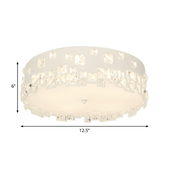 Modern Crystal Flushmount Lighting - White 3-Bulb Ceiling Fixture