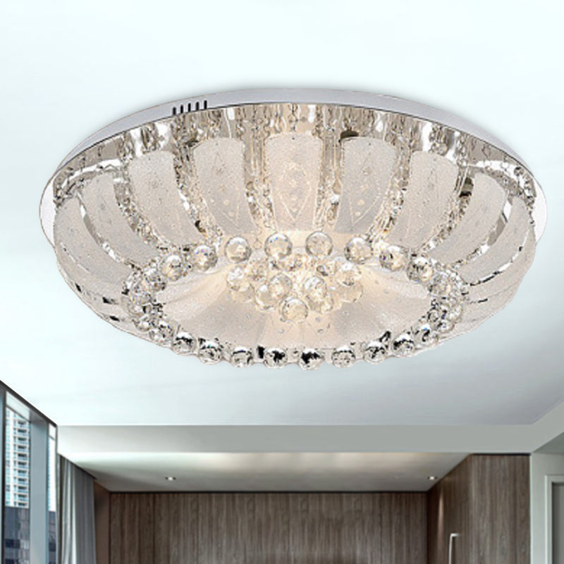 Modern Dome Crystal Ball Flush Light - 19.5’/23.5’ Wide Led Ceiling Lamp