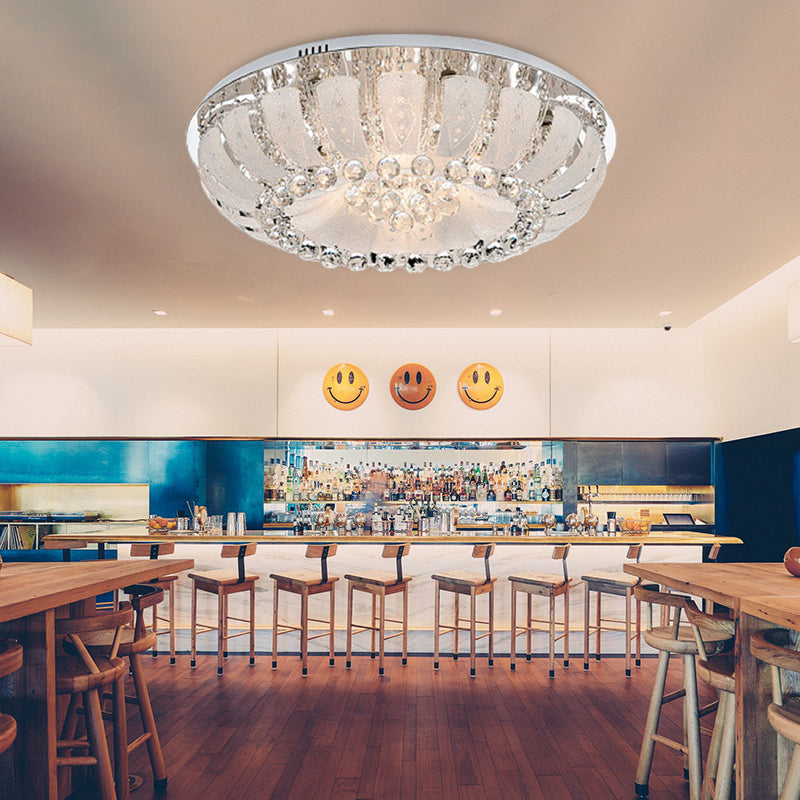 Modern Dome Crystal Ball Flush Light - 19.5’/23.5’ Wide Led Ceiling Lamp