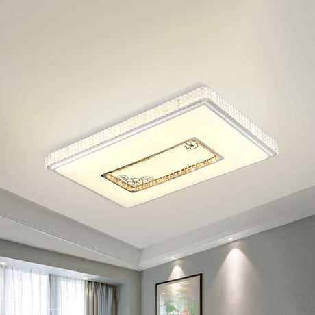 White Led Crystal Block Ceiling Lamp With Remote Control Dimming - Simple & Elegant / 3 Color
