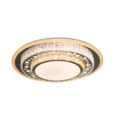 Contemporary Rectangle-Cut Crystal Flush Mount Ceiling Light In White Led