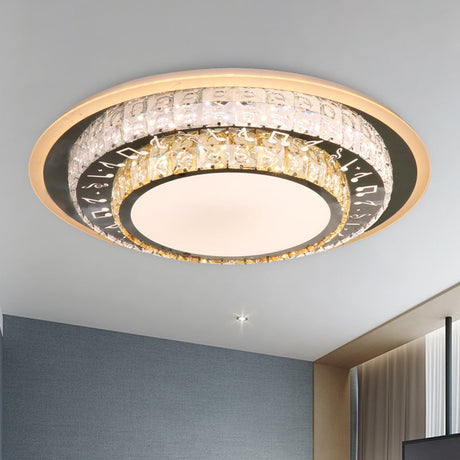 Contemporary Rectangle-Cut Crystal Flush Mount Ceiling Light In White Led Clear / B