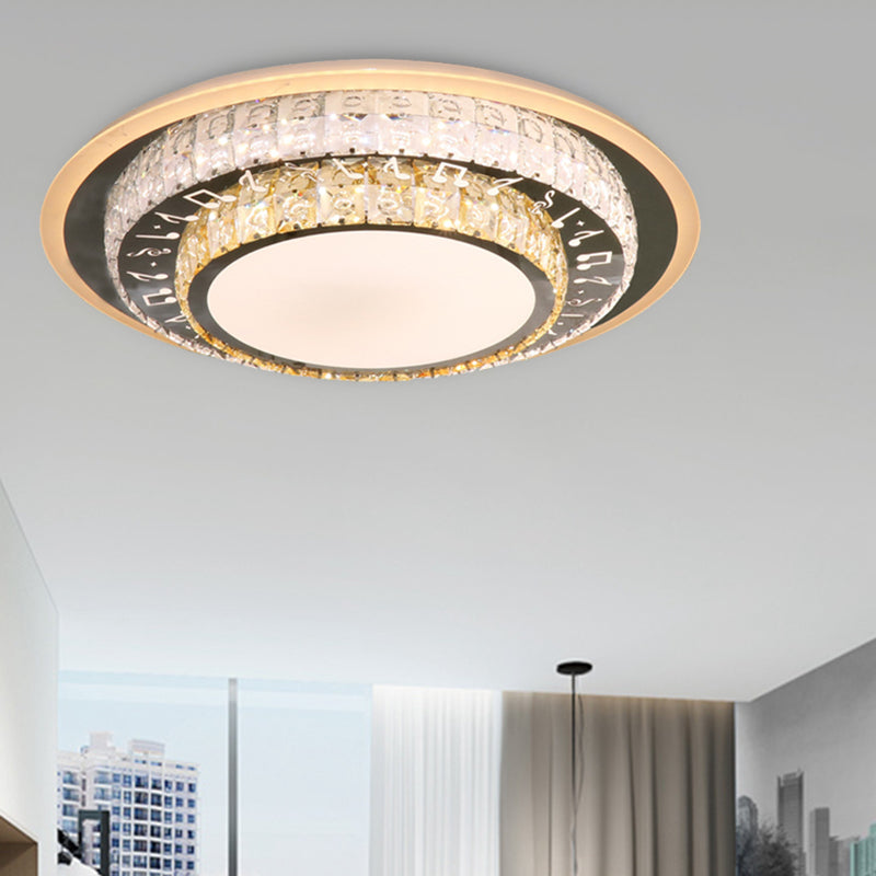 Contemporary Rectangle - Cut Crystal Flush Mount Ceiling Light In White Led