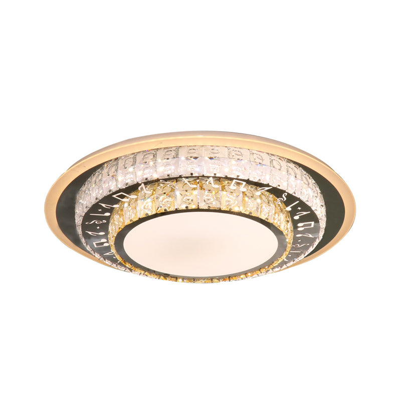 Contemporary Rectangle - Cut Crystal Flush Mount Ceiling Light In White Led