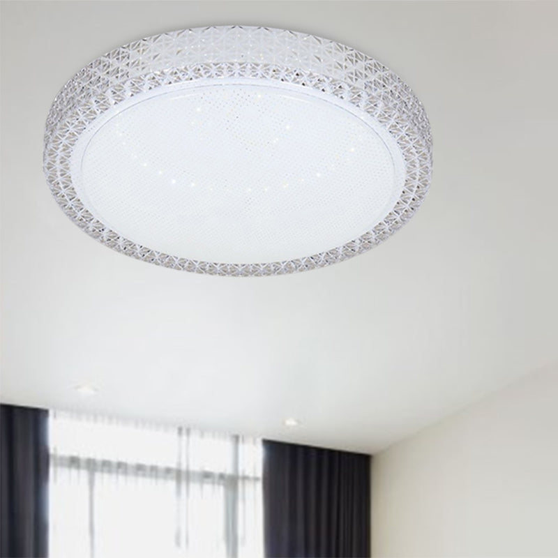 Minimalistic Crystal Bedroom Led Ceiling Light Fixture In White
