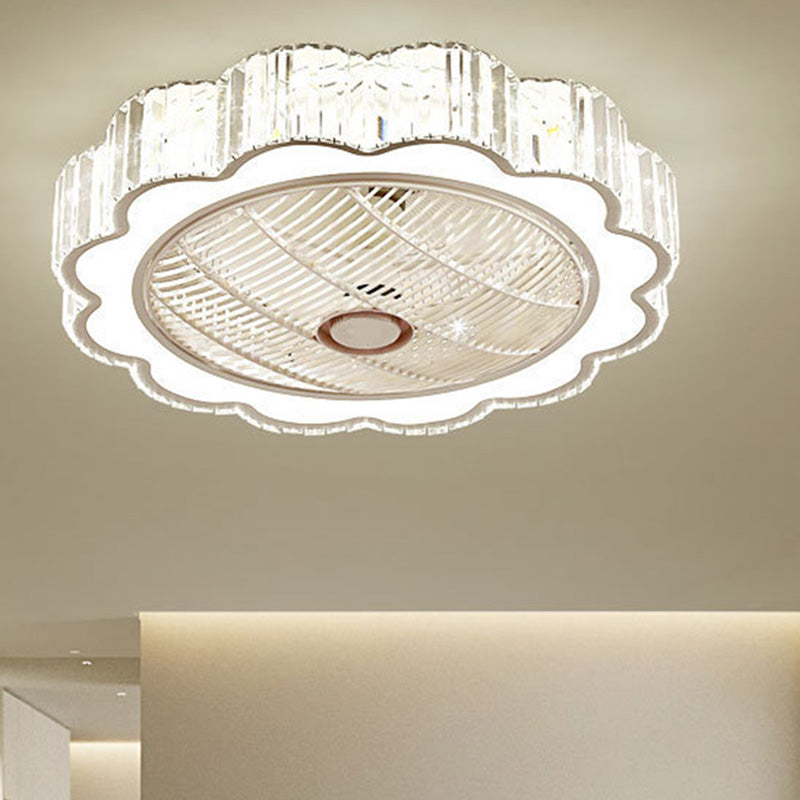 Simple Led Scalloped Crystal Flush Ceiling Light For Bedroom - White 3 Color