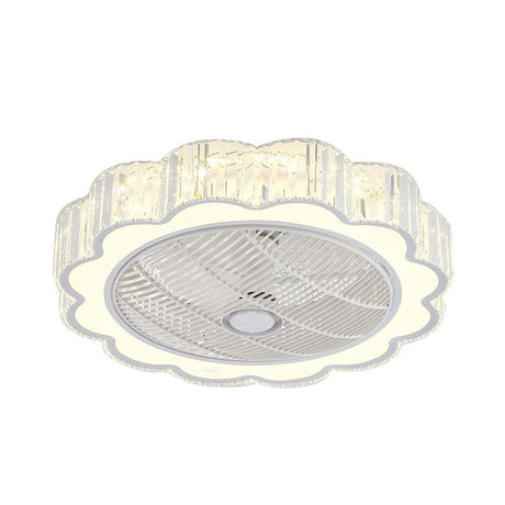 Simple Led Scalloped Crystal Flush Ceiling Light For Bedroom - White 3 Color