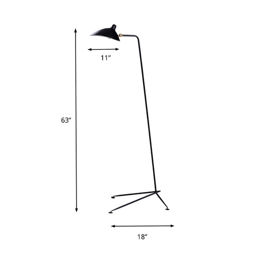 Modern Style 1/3-Light Floor Lamp With Sleek Duckbill Metal Shade - Black Finish Perfect For Living