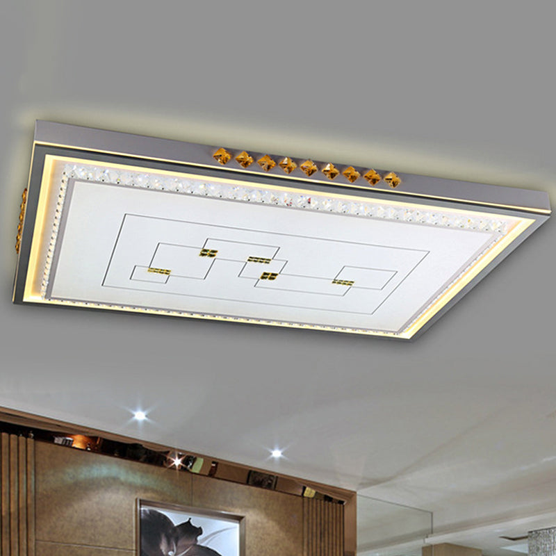 Contemporary Led Ceiling Light - Acrylic White Flush Mount Remote Control Stepless Dimming 3 Color
