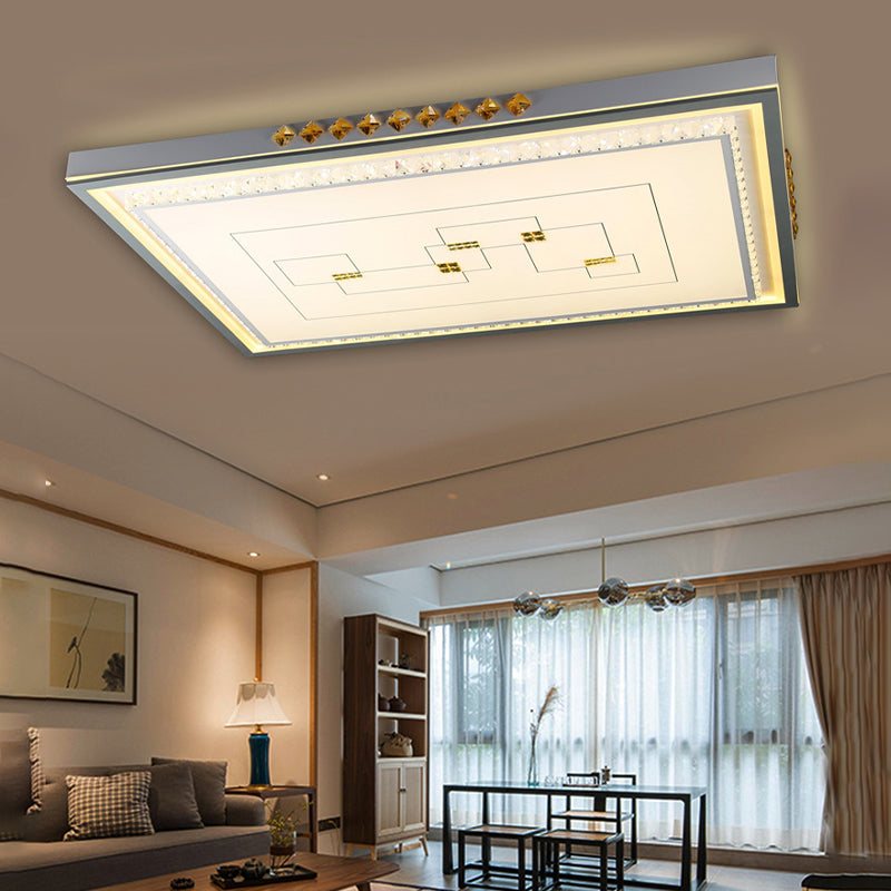 Contemporary Led Ceiling Light - Acrylic White Flush Mount Remote Control Stepless Dimming 3 Color