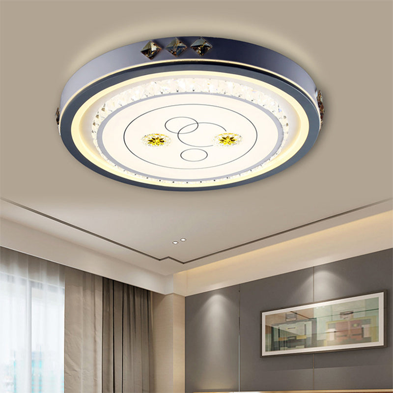 Contemporary Led Ceiling Light - Acrylic White Flush Mount Remote Control Stepless Dimming 3 Color