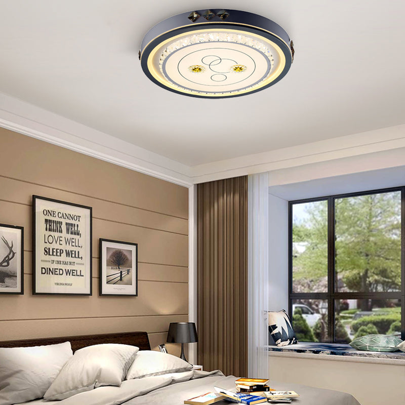 Contemporary Led Ceiling Light - Acrylic White Flush Mount Remote Control Stepless Dimming 3 Color