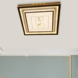 Contemporary Led Ceiling Light - Acrylic White Flush Mount Remote Control Stepless Dimming 3 Color