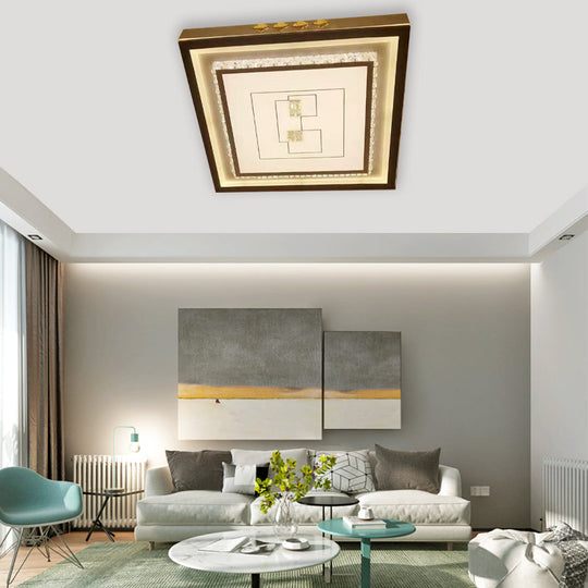 Contemporary Led Ceiling Light - Acrylic White Flush Mount Remote Control Stepless Dimming 3 Color