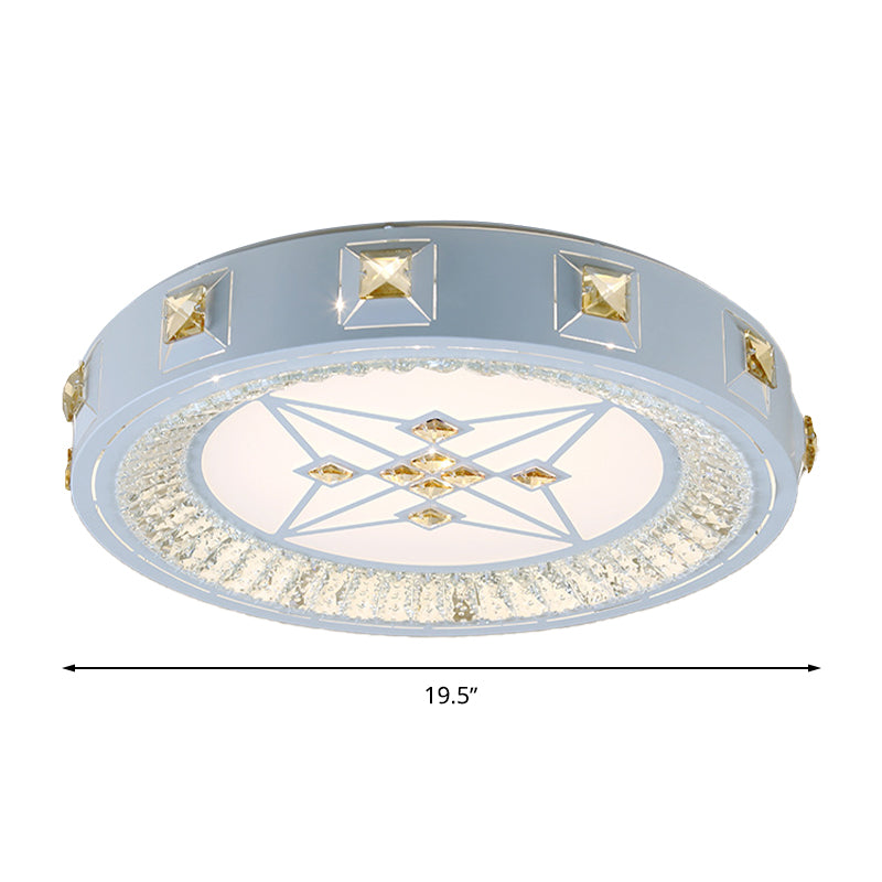 Modern Crystal Led Ceiling Light With Remote Control And Stepless Dimming - White Stylish