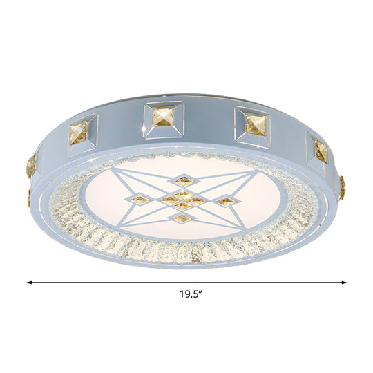 Modern Crystal Led Ceiling Light With Remote Control And Stepless Dimming - White Stylish