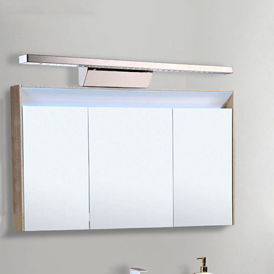 Modern Stainless Steel Wall Sconce Light - 16/19.5 Rectangular Led Vanity With Chrome Finish And