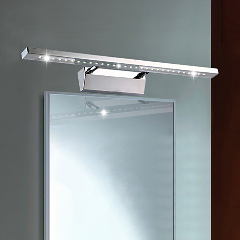 Modern Stainless Steel Wall Sconce Light - 16/19.5 Rectangular Led Vanity With Chrome Finish And