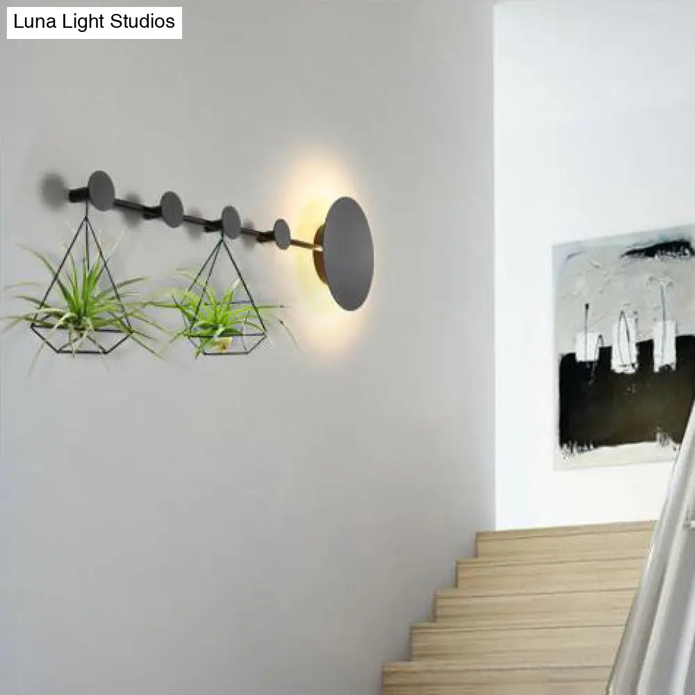 27.5/39 Black/White Round Led Wall Lamp - Simplicity Acrylic Sconce Light Fixture In Warm/White