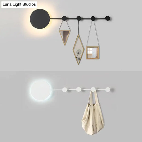 27.5/39 Black/White Round Led Wall Lamp - Simplicity Acrylic Sconce Light Fixture In Warm/White