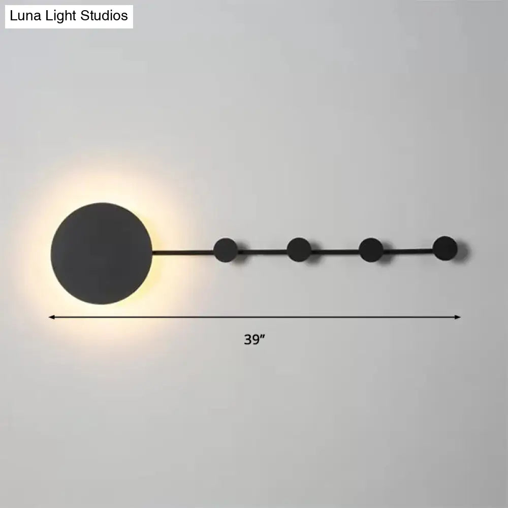 27.5/39 Black/White Round Led Wall Lamp - Simplicity Acrylic Sconce Light Fixture In Warm/White