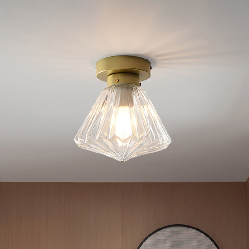 Colonial Clear Glass Scalloped Ceiling Fixture For Kitchen 6.5/7 W / 7