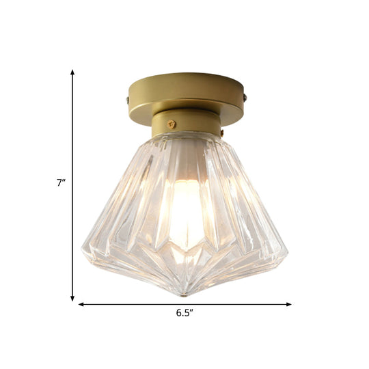 Colonial Clear Glass Scalloped Ceiling Fixture For Kitchen 6.5/7 W