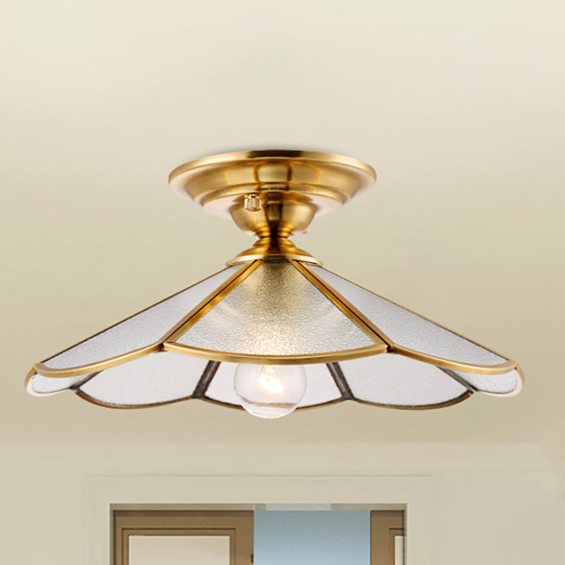 Scalloped Foyer Flush Mount Ceiling Light Fixture With Brass Finish - 12’/16’ Diameter