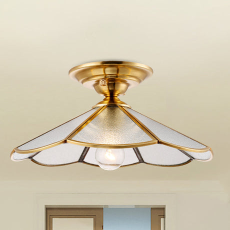 Scalloped Foyer Flush Mount Ceiling Light Fixture With Brass Finish - 12/16 Diameter