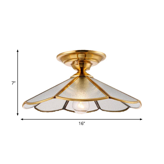 Scalloped Foyer Flush Mount Ceiling Light Fixture With Brass Finish - 12’/16’ Diameter