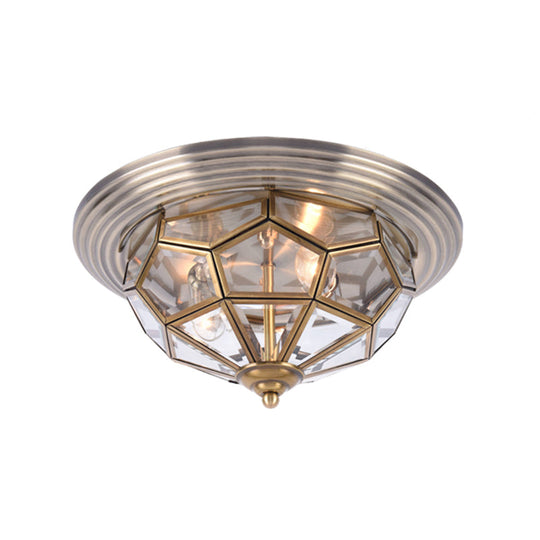 Prism Bedroom Flush Mount Light Clear Beveled Glass Brass Finish 14/18 2/3 Bulbs