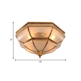 Colonial Brass Curved Glass Flush Light Fixture For Living Room 16.5’/18’ W