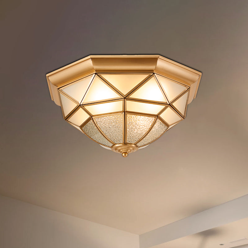 Prism Restaurant Flush Mount Light With Colonial Blown Opal Glass - 14/18 Sizes 3/4 Bulbs Brass