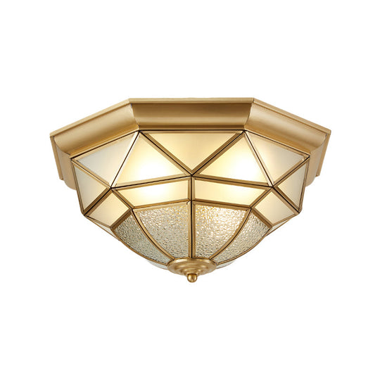 Prism Restaurant Flush Mount Light With Colonial Blown Opal Glass - 14/18 Sizes 3/4 Bulbs Brass