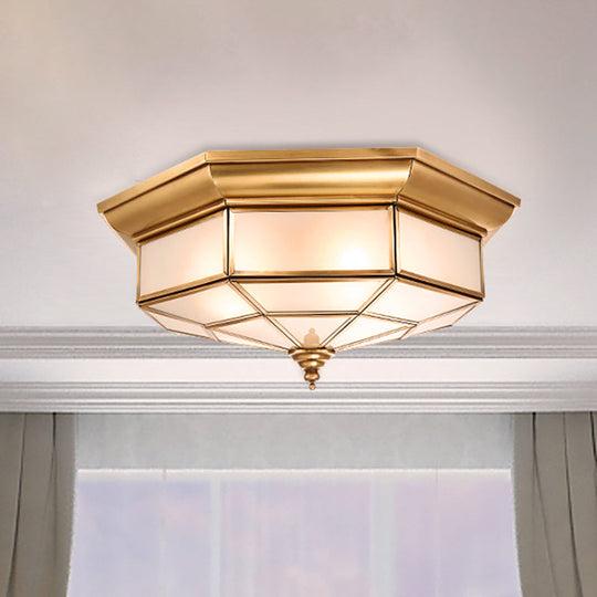 Colonial Brass Ceiling Light With Prismatic Milky Glass - 4/6 Bulbs Ideal For Living Rooms 17 Or