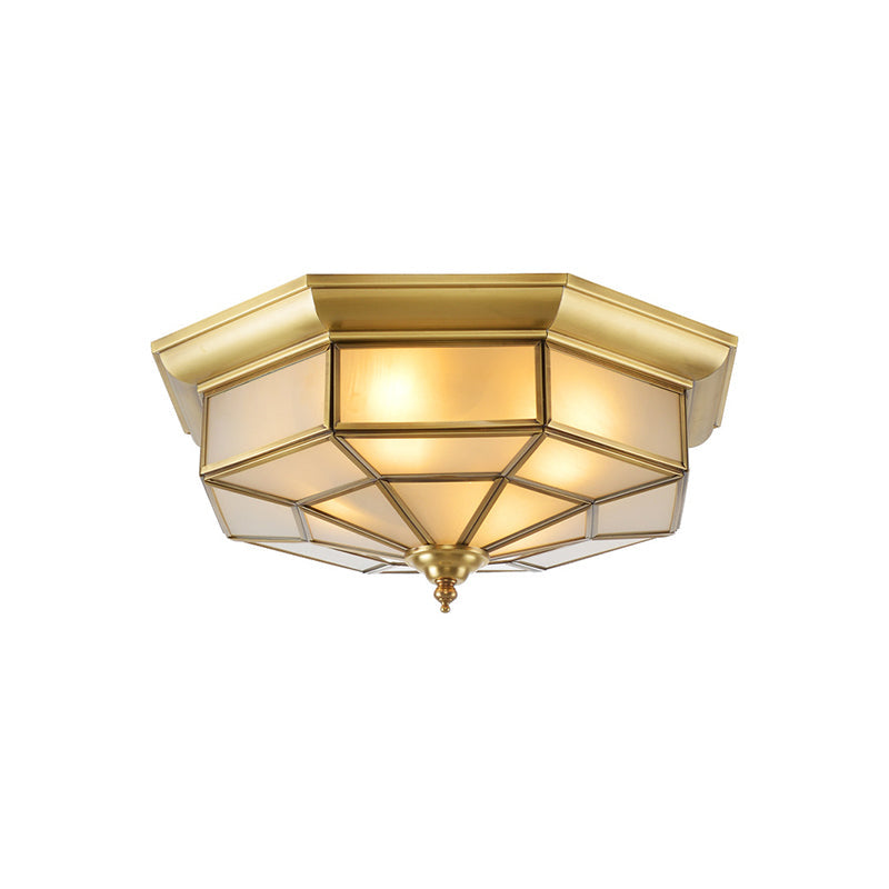 Colonial Brass Ceiling Light With Prismatic Milky Glass - 4/6 Bulbs Ideal For Living Rooms 17’ Or