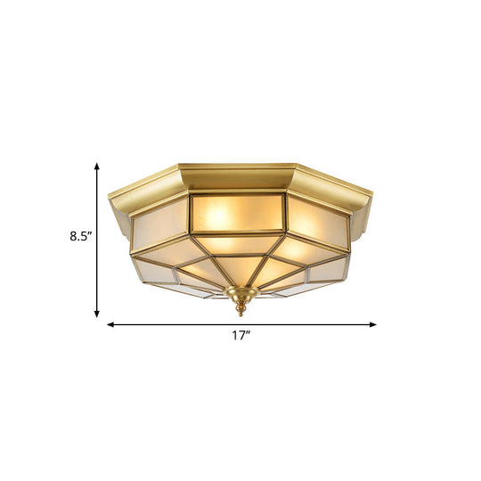 Colonial Brass Ceiling Light With Prismatic Milky Glass - 4/6 Bulbs Ideal For Living Rooms 17’ Or