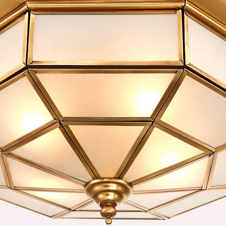 Colonial Brass Ceiling Light With Prismatic Milky Glass - 4/6 Bulbs Ideal For Living Rooms 17 Or