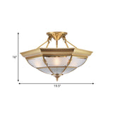 Colonial Brass Semi-Flush Ceiling Light With 3/4 White Glass 16’/19.5’ Width For Living Room