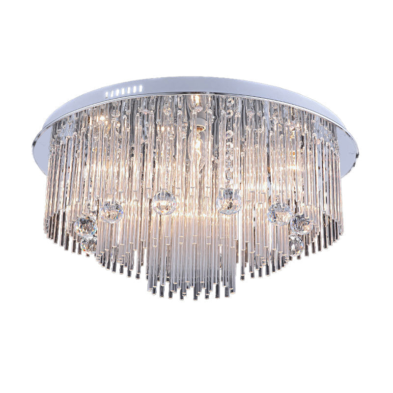 Modern Crystal Flush Mount Ceiling Light Fixture With Tiered Design And Multiple Head Options