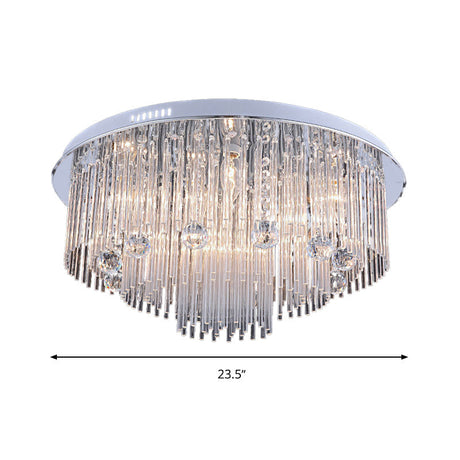 Modern Crystal Flush Mount Ceiling Light Fixture With Tiered Design And Multiple Head Options