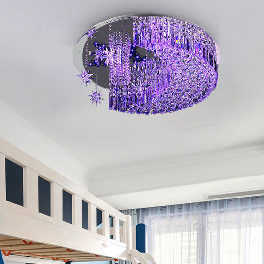 Modern Crystal Moon Flush Light: Stainless - Steel Ceiling Lamp 4/5/11 Bulbs 16’/19.5’/31.5’
